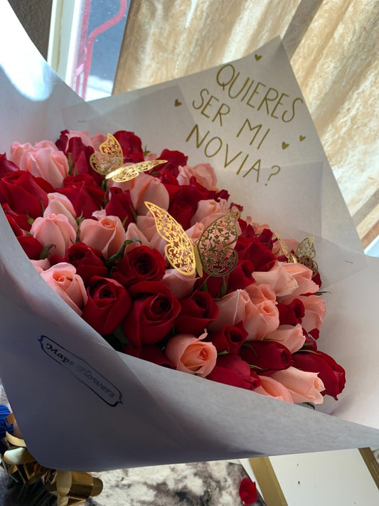 50 Roses Flower Buchon Bouquet