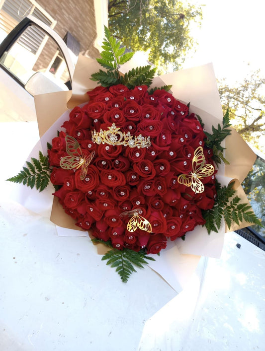100 ROSES BOUQUET WITH ALL ACCESSORIES💎🌹